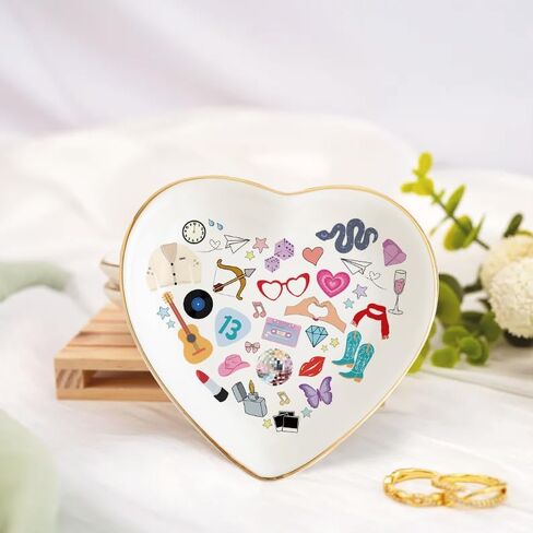 Singer Inspired Ring Dish, Ceramic Jewelry Tray for Music Fans, Birthday Gift for Girls Women, Gifts Idea for Christmas, Friendship Fun Presents, Trinket Rings Earrings Necklaces Key Decorative Dish in Saudi Arabia