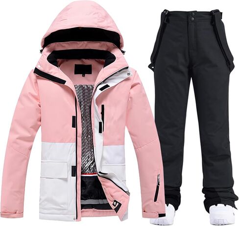 RIUIYELE Women's Ski Jackets and Pants Set Waterproof Insulated Snowsuit Winter Warm Skisuit Fashion Snowboarding Snow Coat in Kuwait