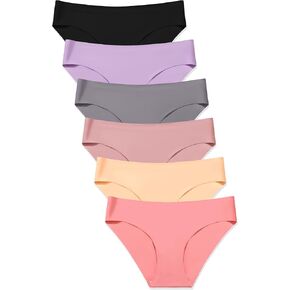 MISSWHO ملابس داخلية نسائية بدون خياطة بيكيني بدون عرض ناعم ومريح غير مرئي سراويل داخلية محببة منخفضة الارتفاع 6 عبوات in Kuwait