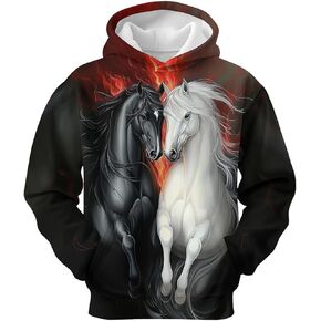 هوديس الذئب للبنين بنات 3D مطبوعة مقنعين بلوزات طويلة الأكمام البلوز هوديي مع جيب 6-16 سنة in Kuwait