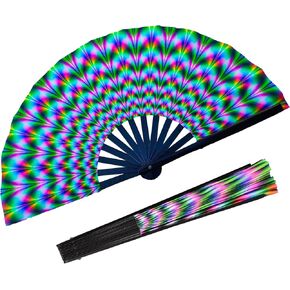 13Inch Large Popping Fans for LINE Dancing ，Boots Ground Hand Fan Foldable for Women Dances, Music, Festiva,L Gift,Rave,Party in Saudi Arabia