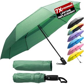 ZENO Travel Umbrella Compact - Small Umbrella for Backpack & Purse, Portable Automatic Umbrellas for Rain, Windproof, Reinforced Fiberglass Ribs, Water-Repellent Teflon in Kuwait