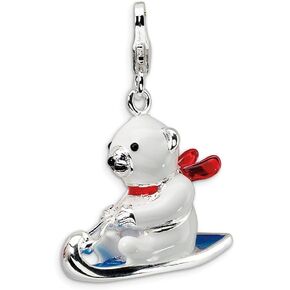 Jewels By Lux Sterling Silver 3-D Enameled Polar Bear on Sled w/Lobster Clasp Charm in Saudi Arabia