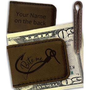 Personalized Faux Leather Money Clip for Men | Monogram Laser Engraved Slim Magnetic Money Clip Wallet Cash Holder for Credit Cards, Notes | Custom Father's Day Gifts for Dad, Husband, Boyfriend in Saudi Arabia