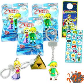 Legend of Zelda Blind Bags 3 Pack - Bundle with 3 Video Game Backpack Buddy Keychain Mystery Figures Plus Stickers, More | Legend of Zelda Bag Clips for Adults in Saudi Arabia
