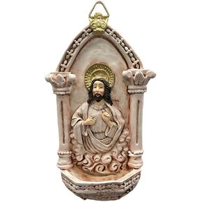 خمر الراتنج المقدس الجدار نافورة ديكور المنزل الماء المقدس الخط النحت للاستخدام الداخلي والخارجي الراتنج حاوية الماء المقدس in Kuwait