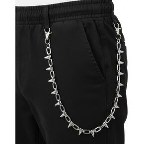 Rivet Pants Chain Hip Hop Punk Jeans Chains Goth Punk Silver-tone Spike Waist Chain Rock Belt Chains Body Jewelry Accessory for Women Men Cool Wallet Biker Keychain Trouser Christmas in Kuwait