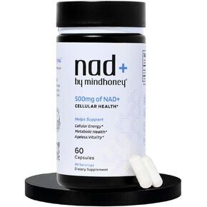 ميندوني | NAD+ ملحق الدماغ | 500 مجم NAD+ تركيبة مميزة | مكافحة الشيخوخة الصحية، الطاقة الخلوية، الإدراك، الصحة الأيضية، دعم القلب والعضلات | نباتي، غير معدّل وراثيًا، خالي من الغلوتين | 30 حصة in Kuwait