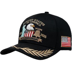 United States 250th Anniversary Hat, USA Baseball Cap 1776-2026 American Eagles Hat Patriotic Embroidered Hats for Men Women Black in Saudi Arabia