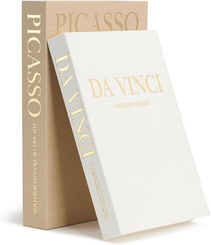 Decorative Storage Books Set (2) – Premium Linen Coffee Table Decor – Neutral Taupe & Beige – Da Vinci & Picasso Hidden Book Storage Box in Saudi Arabia