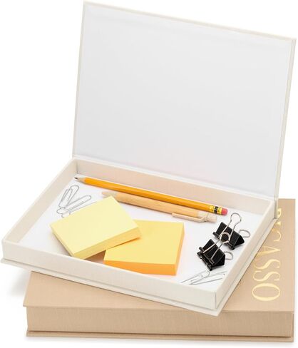 Decorative Storage Books Set (2) – Premium Linen Coffee Table Decor – Neutral Taupe & Beige – Da Vinci & Picasso Hidden Book Storage Box in Saudi Arabia