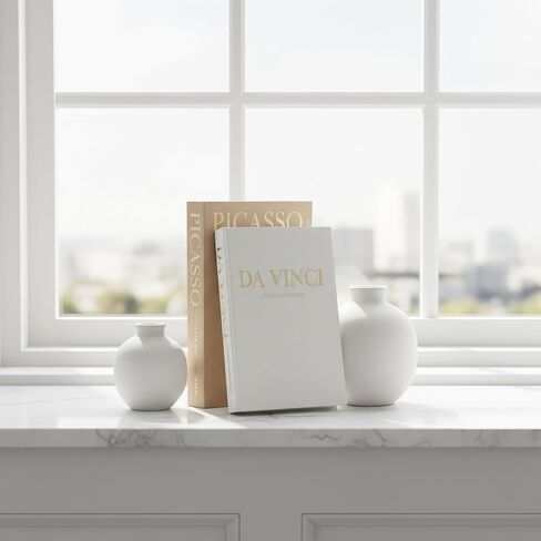 Decorative Storage Books Set (2) – Premium Linen Coffee Table Decor – Neutral Taupe & Beige – Da Vinci & Picasso Hidden Book Storage Box in Saudi Arabia