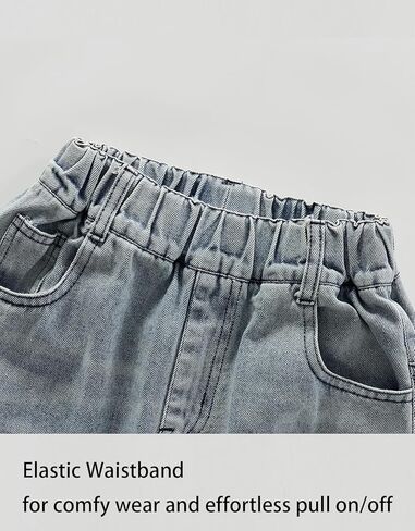 Boys’ Ripped Husky Denim Jeans, Pull On Stretchy Elastic Waist Pants for School & Play in Saudi Arabia