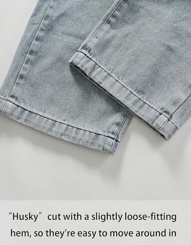 Boys’ Ripped Husky Denim Jeans, Pull On Stretchy Elastic Waist Pants for School & Play in Saudi Arabia
