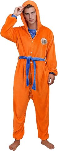 Anime Onesie for Adult Men Cosplay Costume Pajamas Flannel One Piece with Hood Belt Halloween Christmas Outfit in Saudi Arabia