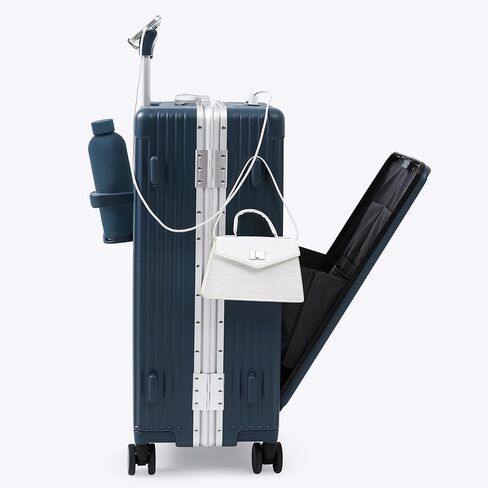 Nobl Travel Zipperless Check In Suitcase - Aluminum Frame, Medium Check In luggage 27x17.5x10.4 Airline Approved by Noble Travel - Polycarbonate Shell - TSA Locks, 360° Spinner Wheels - Midnight Blue in Saudi Arabia