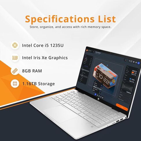 HP 14 بوصة الكمبيوتر اللمس كمبيوتر محمول ، AMD RYZEN 7 محمول اللمس الشاشة كمبيوتر الكمبيوتر المحمول ، 64 جيجابايت من ذاكرة الوصول العشوائي 2TB SSD+512GB PSSD ، Windows LINDOWN LIFTOP LIFETIME LIFETIME ، COPILOT AI ، HDMI ، كاميرا الويب in Saudi Arabia