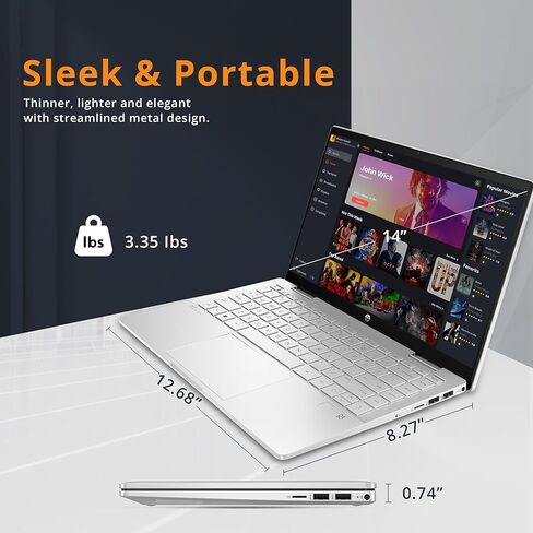 HP 14 بوصة الكمبيوتر اللمس كمبيوتر محمول ، AMD RYZEN 7 محمول اللمس الشاشة كمبيوتر الكمبيوتر المحمول ، 64 جيجابايت من ذاكرة الوصول العشوائي 2TB SSD+512GB PSSD ، Windows LINDOWN LIFTOP LIFETIME LIFETIME ، COPILOT AI ، HDMI ، كاميرا الويب in Saudi Arabia