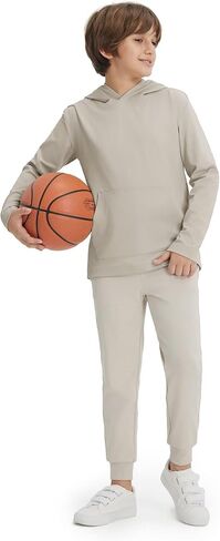 M MAELREG Boys Pullover Hoodie with Kangaroo Pocket Lightweight Youth Long Sleeve Hooded Sweatshirts for Kids Size 6-16 Years in Kuwait