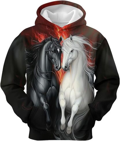 هوديس الذئب للبنين بنات 3D مطبوعة مقنعين بلوزات طويلة الأكمام البلوز هوديي مع جيب 6-16 سنة in Kuwait