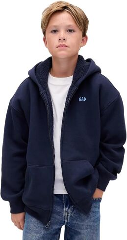 سويت شيرت بسحاب كامل مبطن بقماش الشيربا للأولاد من GAP in Kuwait