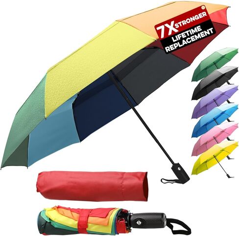 ZENO Travel Umbrella Compact - Small Umbrella for Backpack & Purse, Portable Automatic Umbrellas for Rain, Windproof, Reinforced Fiberglass Ribs, Water-Repellent Teflon in Saudi Arabia