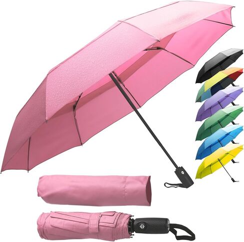 ZENO Travel Umbrella Compact - Small Umbrella for Backpack & Purse, Portable Automatic Umbrellas for Rain, Windproof, Reinforced Fiberglass Ribs, Water-Repellent Teflon in Saudi Arabia