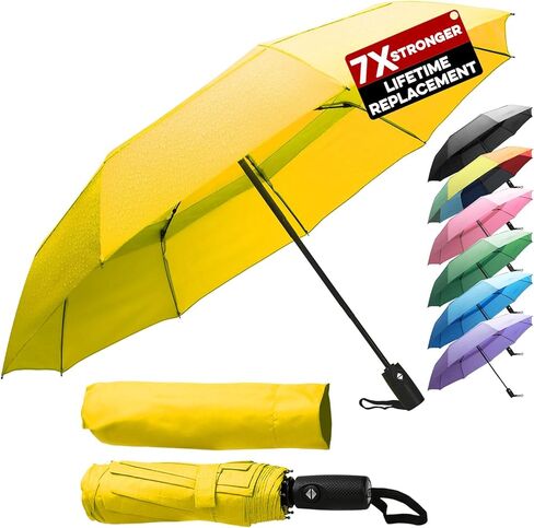 ZENO Travel Umbrella Compact - Small Umbrella for Backpack & Purse, Portable Automatic Umbrellas for Rain, Windproof, Reinforced Fiberglass Ribs, Water-Repellent Teflon in Saudi Arabia