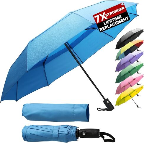 ZENO Travel Umbrella Compact - Small Umbrella for Backpack & Purse, Portable Automatic Umbrellas for Rain, Windproof, Reinforced Fiberglass Ribs, Water-Repellent Teflon in Saudi Arabia