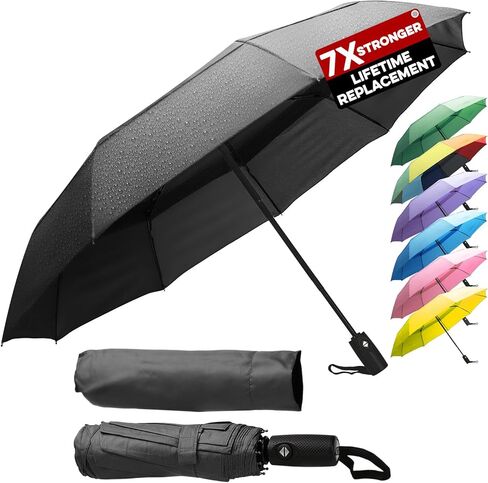 ZENO Travel Umbrella Compact - Small Umbrella for Backpack & Purse, Portable Automatic Umbrellas for Rain, Windproof, Reinforced Fiberglass Ribs, Water-Repellent Teflon in Saudi Arabia