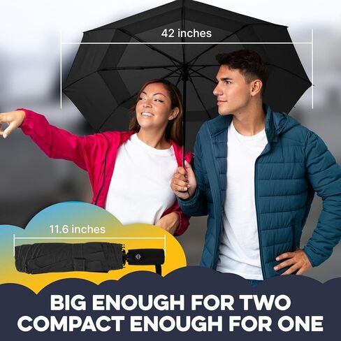 ZENO Travel Umbrella Compact - Small Umbrella for Backpack & Purse, Portable Automatic Umbrellas for Rain, Windproof, Reinforced Fiberglass Ribs, Water-Repellent Teflon in Saudi Arabia