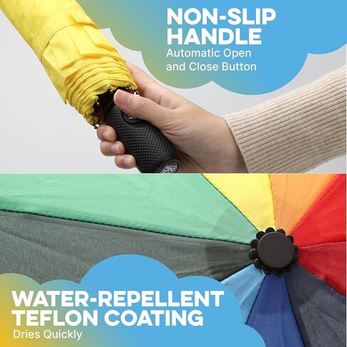 ZENO Travel Umbrella Compact - Small Umbrella for Backpack & Purse, Portable Automatic Umbrellas for Rain, Windproof, Reinforced Fiberglass Ribs, Water-Repellent Teflon in Saudi Arabia