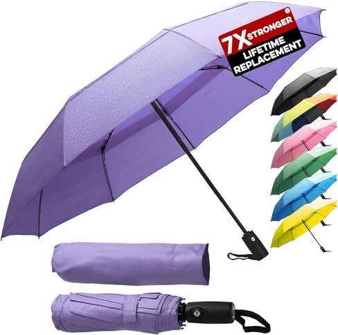 ZENO Travel Umbrella Compact - Small Umbrella for Backpack & Purse, Portable Automatic Umbrellas for Rain, Windproof, Reinforced Fiberglass Ribs, Water-Repellent Teflon in Saudi Arabia