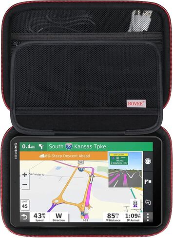 BOVKE Hard GPS Case for 8 Inch Garmin dezl OTR800 / dezl OTR810 / DriveSmart 86 / Garmin RV 890 GPS Navigator System, Mesh Pocket for Car Power Cable Accessories, Black in Kuwait