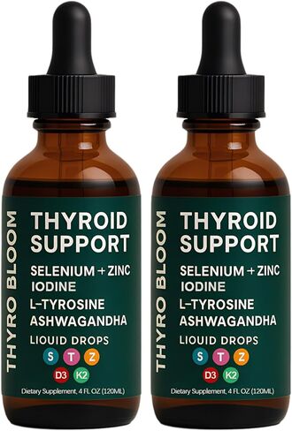 قطرات سائلة لدعم الغدة الدرقية من أكتورا، سائل دعم الغدة الدرقية، توازن الوظيفة، يساعد في الحفاظ على الطاقة والمزاج والتمثيل الغذائي، مع السيلينيوم واللودين والأشواغاندا والزنك، 4 أونصة سائلة (2) in Kuwait