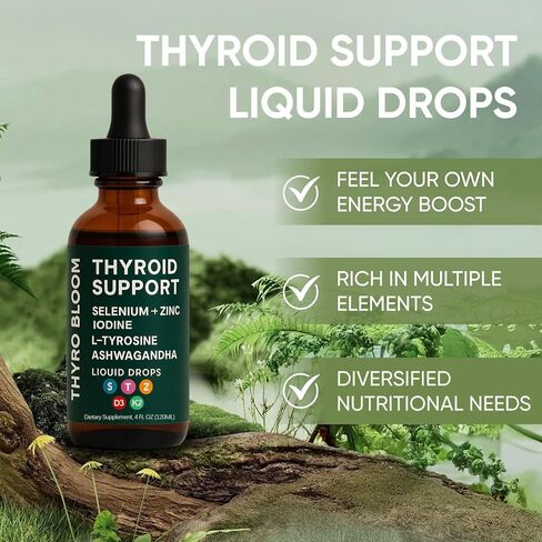 قطرات سائلة لدعم الغدة الدرقية من أكتورا، سائل دعم الغدة الدرقية، توازن الوظيفة، يساعد في الحفاظ على الطاقة والمزاج والتمثيل الغذائي، مع السيلينيوم واللودين والأشواغاندا والزنك، 4 أونصة سائلة (2) in Kuwait