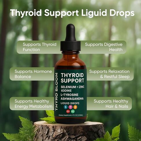 قطرات سائلة لدعم الغدة الدرقية من أكتورا، سائل دعم الغدة الدرقية، توازن الوظيفة، يساعد في الحفاظ على الطاقة والمزاج والتمثيل الغذائي، مع السيلينيوم واللودين والأشواغاندا والزنك، 4 أونصة سائلة (2) in Kuwait