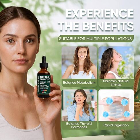 قطرات سائلة لدعم الغدة الدرقية من أكتورا، سائل دعم الغدة الدرقية، توازن الوظيفة، يساعد في الحفاظ على الطاقة والمزاج والتمثيل الغذائي، مع السيلينيوم واللودين والأشواغاندا والزنك، 4 أونصة سائلة (2) in Kuwait