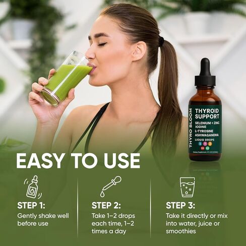 قطرات سائلة لدعم الغدة الدرقية من أكتورا، سائل دعم الغدة الدرقية، توازن الوظيفة، يساعد في الحفاظ على الطاقة والمزاج والتمثيل الغذائي، مع السيلينيوم واللودين والأشواغاندا والزنك، 4 أونصة سائلة (2) in Kuwait