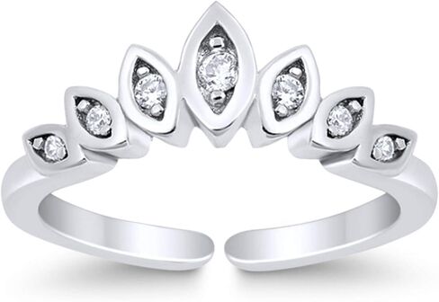 Blue Apple Co. Adjustable Silver Toe Ring Simulated Cubic Zirconia Band 925 Sterling Silver (5mm) in Saudi Arabia