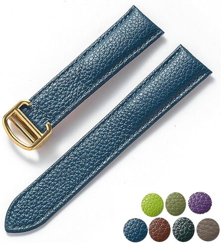 HMFang Compatible With Cartier Tank London Key Litchi Grain Soft Leather Leather Strap Men's Ladies Folding Buckle Watch Accessories in Saudi Arabia