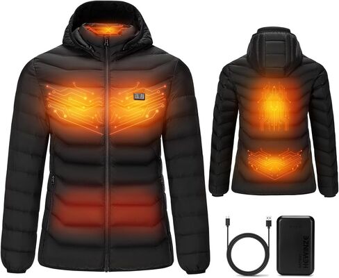 سترة HEWINZE للسيدات مع باور بانك بقوة 10000 مللي أمبير في الساعة | 5-منطقة تدفئة | 3 مستويات لدرجة الحرارة، يمكن غسله في الغسالة in Kuwait