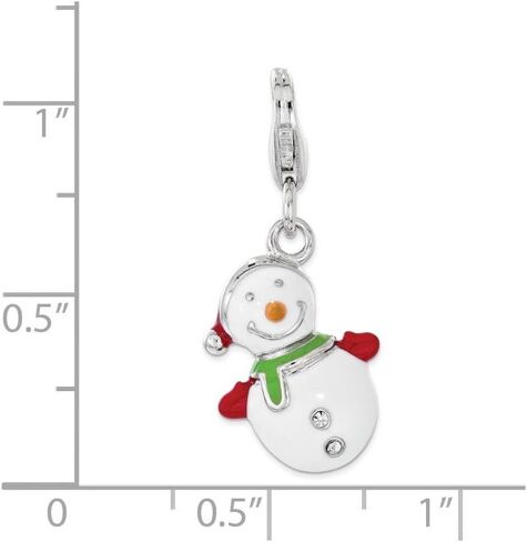 Adornica Diamonds Sterling Silver Rhodium-Plated Enameled with Swarovski 3D Snowman Lobster Clasp Charm in Saudi Arabia