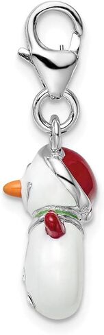 Adornica Diamonds Sterling Silver Rhodium-Plated Enameled with Swarovski 3D Snowman Lobster Clasp Charm in Saudi Arabia