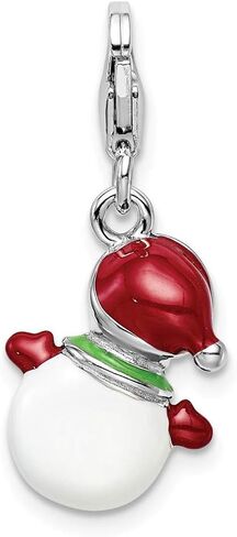 Adornica Diamonds Sterling Silver Rhodium-Plated Enameled with Swarovski 3D Snowman Lobster Clasp Charm in Saudi Arabia