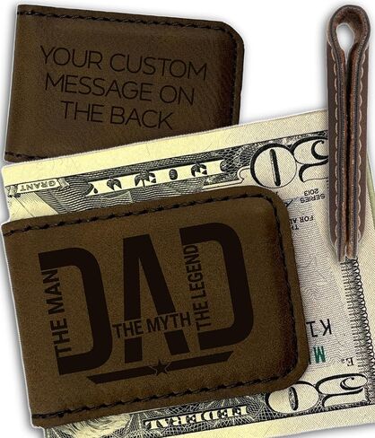 Personalized Faux Leather Money Clip for Men | Monogram Laser Engraved Slim Magnetic Money Clip Wallet Cash Holder for Credit Cards, Notes | Custom Father's Day Gifts for Dad, Husband, Boyfriend in Saudi Arabia
