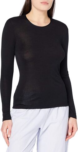 HANRO Women's Woolen Silk W Long Sleeve Shirt 71409, Black in Saudi Arabia