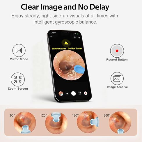 كاميرا أداة إزالة شمع الأذن - مزيل شمع الأذن 2 في 1 مع ماكينة تشذيب شعر الأنف - منظف الأذن اللاسلكي مع كاميرا 1296 بكسل - مجموعة إزالة شمع الأذن مع الضوء - مجموعة تنظيف الأذن لأجهزة iOS وأندرويد، والأطفال والبالغين in Kuwait