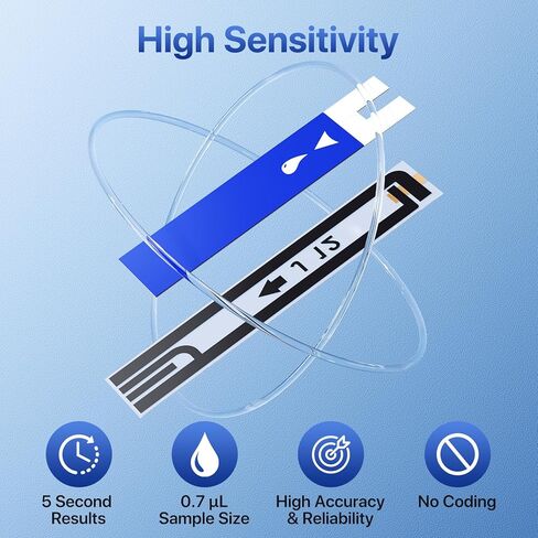شرائط اختبار جلوكوز الدم من ريروجا، 100 شريط اختبار سكر الدم لمرض السكري، 100 عدد مشارط الدم، نظام مراقبة جلوكوز الدم فقط G-421 in Kuwait