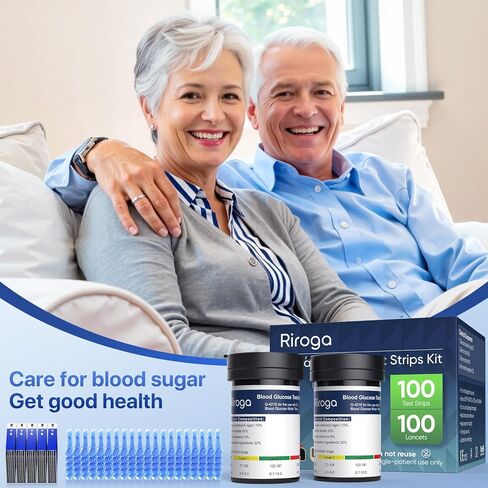 شرائط اختبار جلوكوز الدم من ريروجا، 100 شريط اختبار سكر الدم لمرض السكري، 100 عدد مشارط الدم، نظام مراقبة جلوكوز الدم فقط G-421 in Kuwait